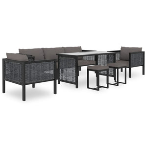 vidaXL Corner Sofa Element with Right Armrest Poly Rattan Anthracite