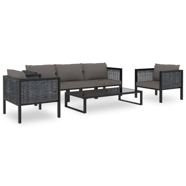 vidaXL Corner Sofa Element with Right Armrest Poly Rattan Anthracite