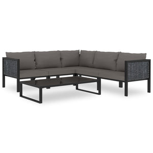 vidaXL Corner Sofa Element with Right Armrest Poly Rattan Anthracite