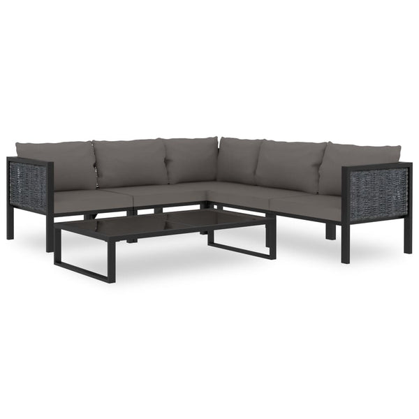 vidaXL Corner Sofa Element with Right Armrest Poly Rattan Anthracite