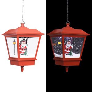 vidaXL Christmas Hanging Lamp LED Light and Santa Claus Red 27x27x45