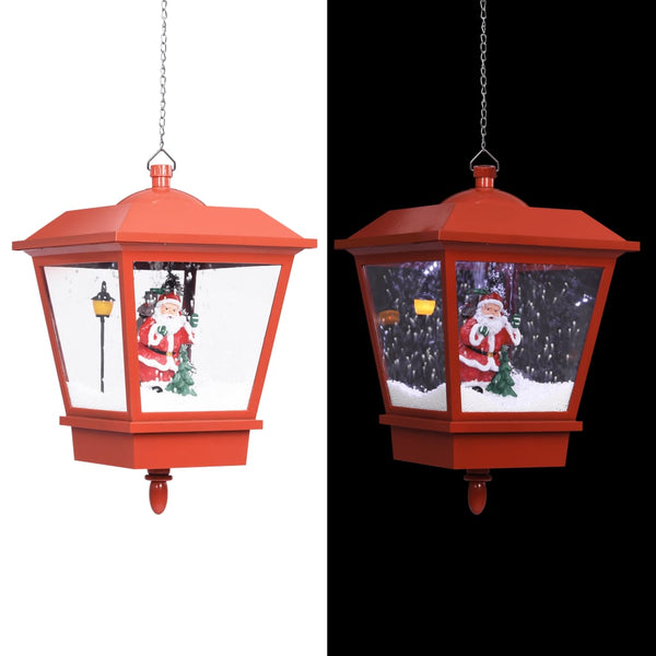 vidaXL Christmas Hanging Lamp LED Light and Santa Claus Red 27x27x45