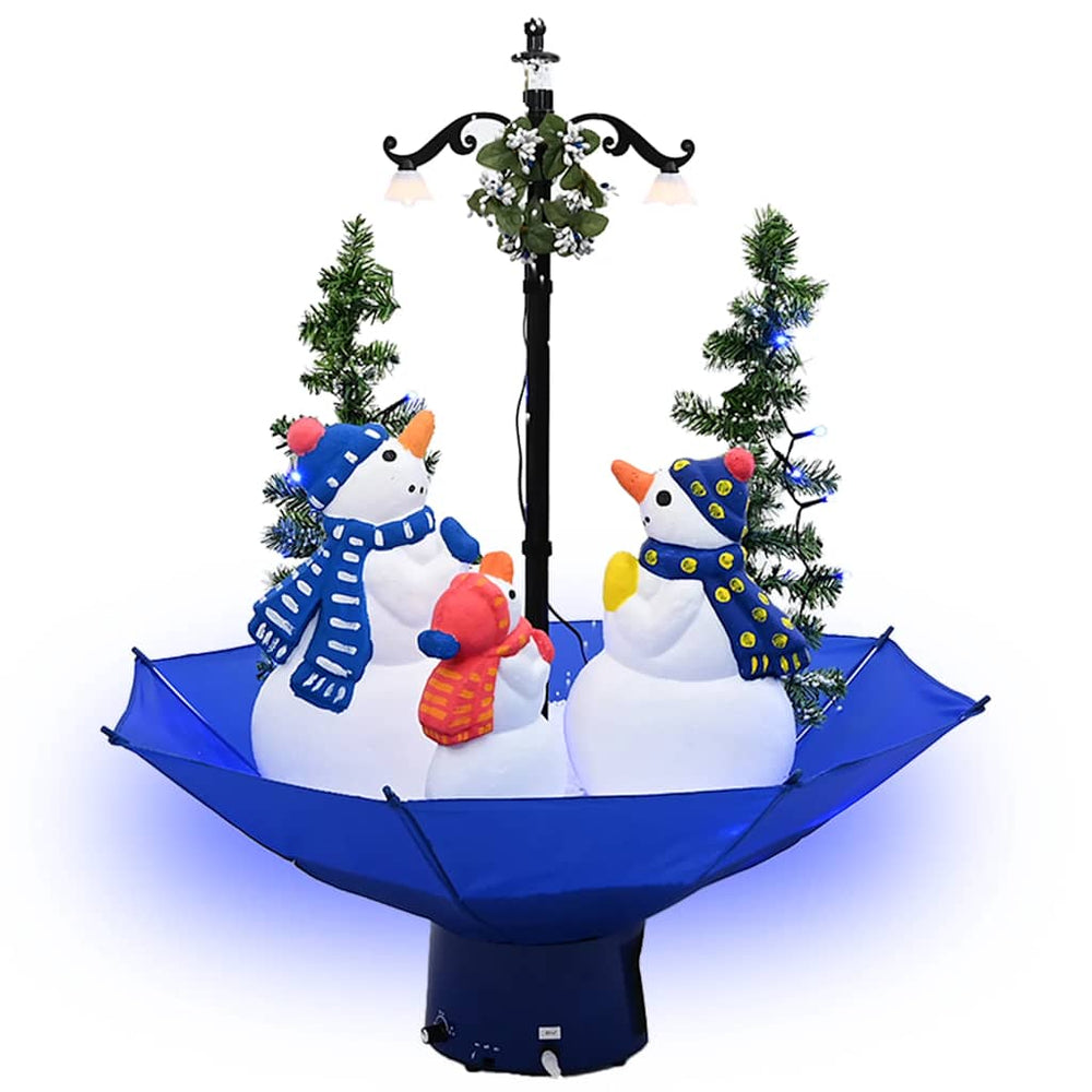 vidaXL Christmas Tree with Snow and Umbrella Base Blue 75 cm PVC