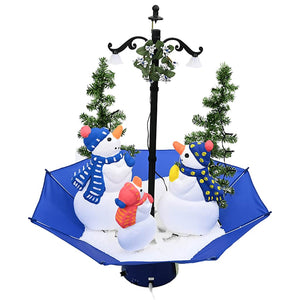 vidaXL Christmas Tree with Snow and Umbrella Base Blue 75 cm PVC