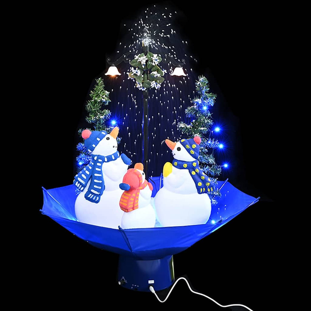 vidaXL Christmas Tree with Snow and Umbrella Base Blue 75 cm PVC