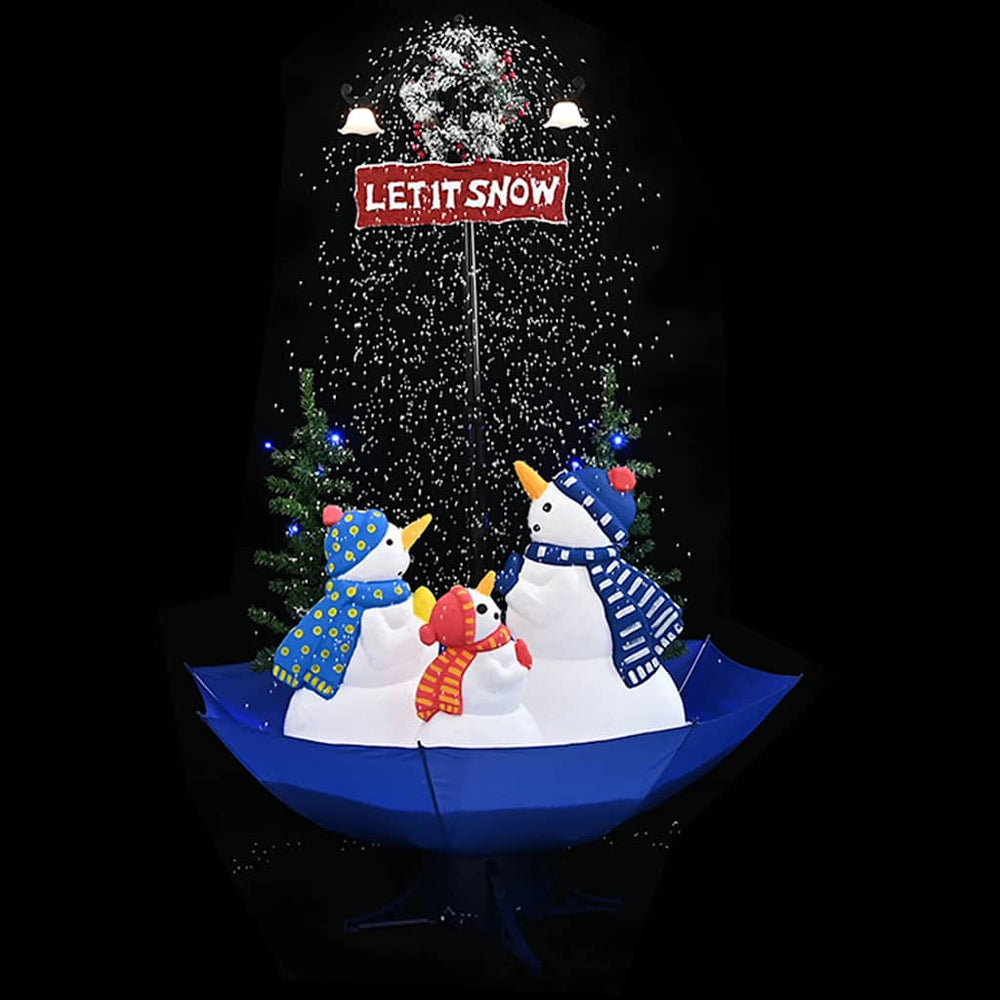 vidaXL Christmas tree with snow and umbrella stand Blue 170 cm PVC