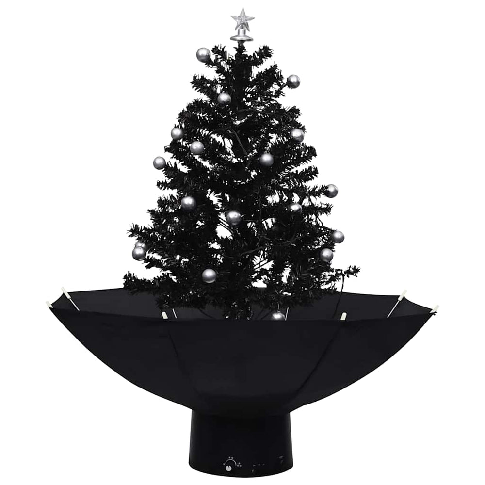 vidaXL Snowy Christmas Tree with Umbrella Base Black 75 cm PVC
