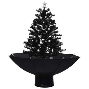 vidaXL Snowy Christmas Tree with Umbrella Base Black 75 cm PVC