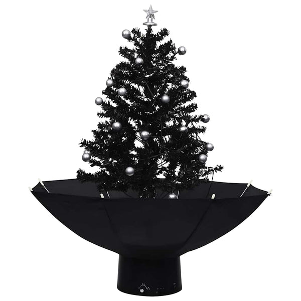 vidaXL Snowy Christmas Tree with Umbrella Base Black 75 cm PVC