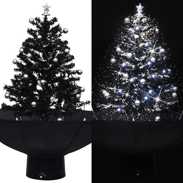 vidaXL Snowy Christmas Tree with Umbrella Base Black 75 cm PVC