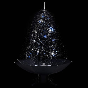vidaXL Snowing Christmas Tree with Umbrella Base Black 140 cm PVC