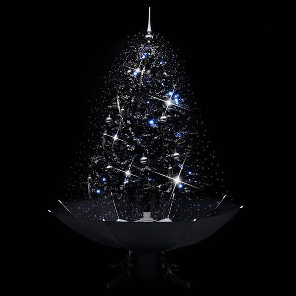 vidaXL Snowing Christmas Tree with Umbrella Base Black 140 cm PVC