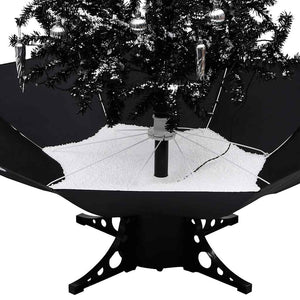 vidaXL Snowing Christmas Tree with Umbrella Base Black 140 cm PVC