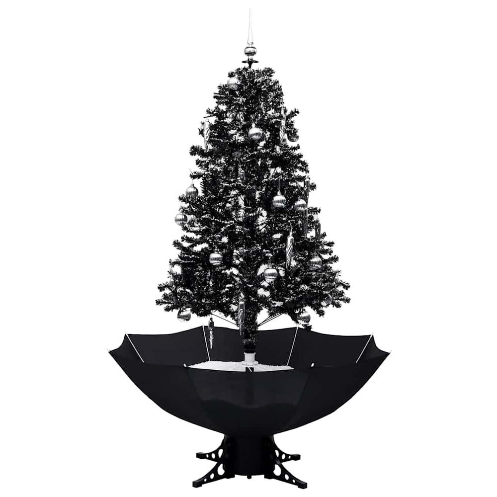 vidaXL Snowy Christmas Tree with Umbrella Base Black 170 cm PVC