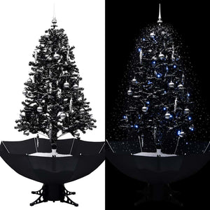 vidaXL Snowy Christmas Tree with Umbrella Base Black 170 cm PVC
