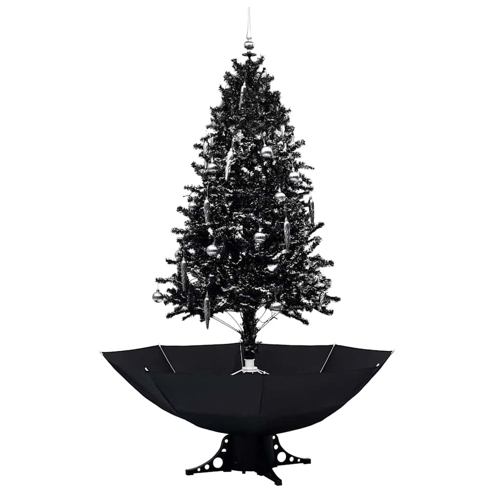 vidaXL Snowy Christmas Tree with Umbrella Base Black 190 cm PVC
