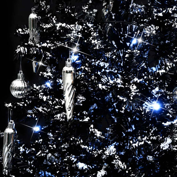 vidaXL Snowy Christmas Tree with Umbrella Base Black 190 cm PVC