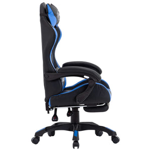 vidaXL Gaming Chair with Footrest Blue and Black Faux Leather