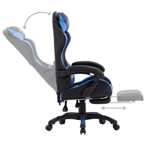 vidaXL Gaming Chair with Footrest Blue and Black Faux Leather