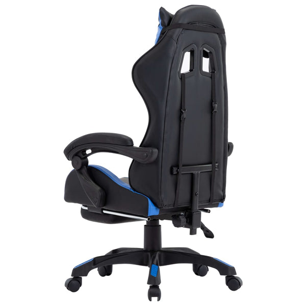 vidaXL Gaming Chair with Footrest Blue and Black Faux Leather