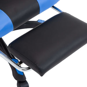 vidaXL Gaming Chair with Footrest Blue and Black Faux Leather