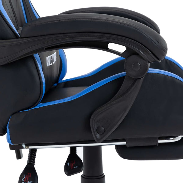 vidaXL Gaming Chair with Footrest Blue and Black Faux Leather