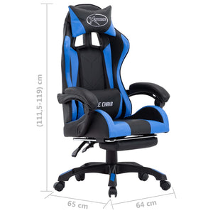 vidaXL Gaming Chair with Footrest Blue and Black Faux Leather