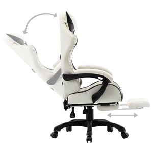vidaXL Gaming Chair with Footrest Black and White Faux Leather