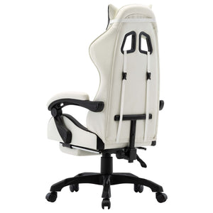 vidaXL Gaming Chair with Footrest Black and White Faux Leather