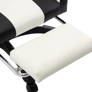 vidaXL Gaming Chair with Footrest Black and White Faux Leather