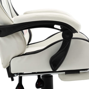 vidaXL Gaming Chair with Footrest Black and White Faux Leather