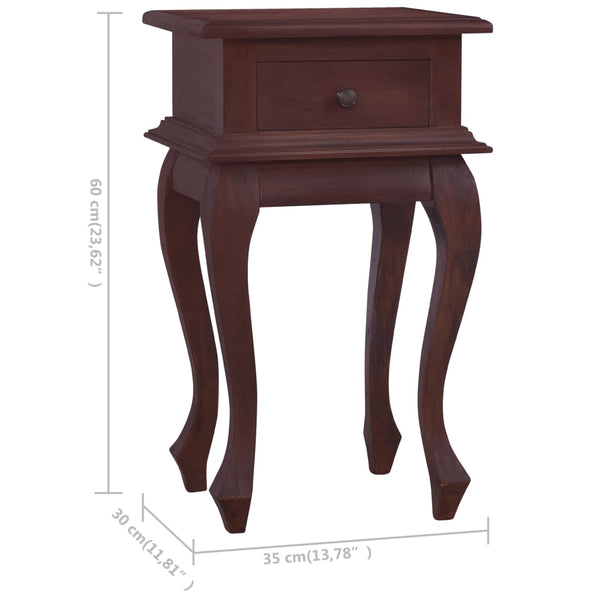vidaXL Classic Bedside Table Brown 35x30x60 cm Solid Mahogany Wood