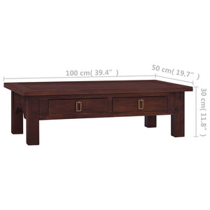 vidaXL Coffee Table Classic Brown 100x50x30 cm Solid Mahogany Wood