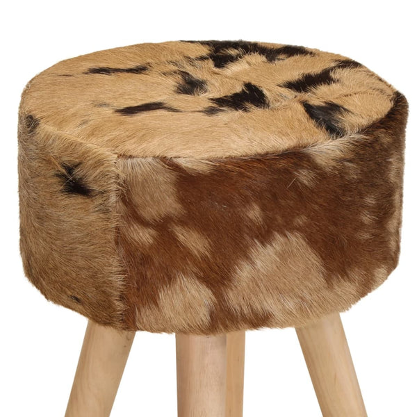 vidaXL Bar Stools 2 pcs Brown Rough Mango Wood and Genuine Leather