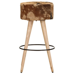 vidaXL Bar Stools 2 pcs Brown Rough Mango Wood and Genuine Leather
