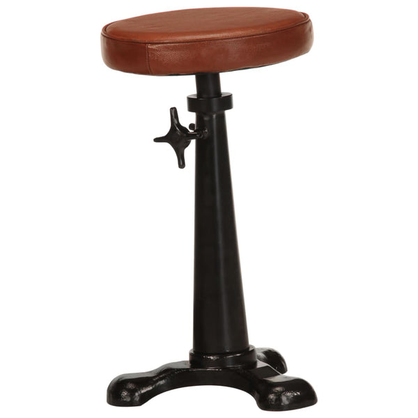 vidaXL Bar Stools 2 pcs Brown Genuine Leather and Cast Iron