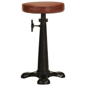 vidaXL Bar Stools 2 pcs Brown Genuine Leather and Cast Iron