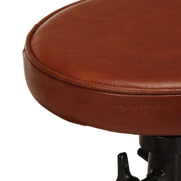 vidaXL Bar Stools 2 pcs Brown Genuine Leather and Cast Iron