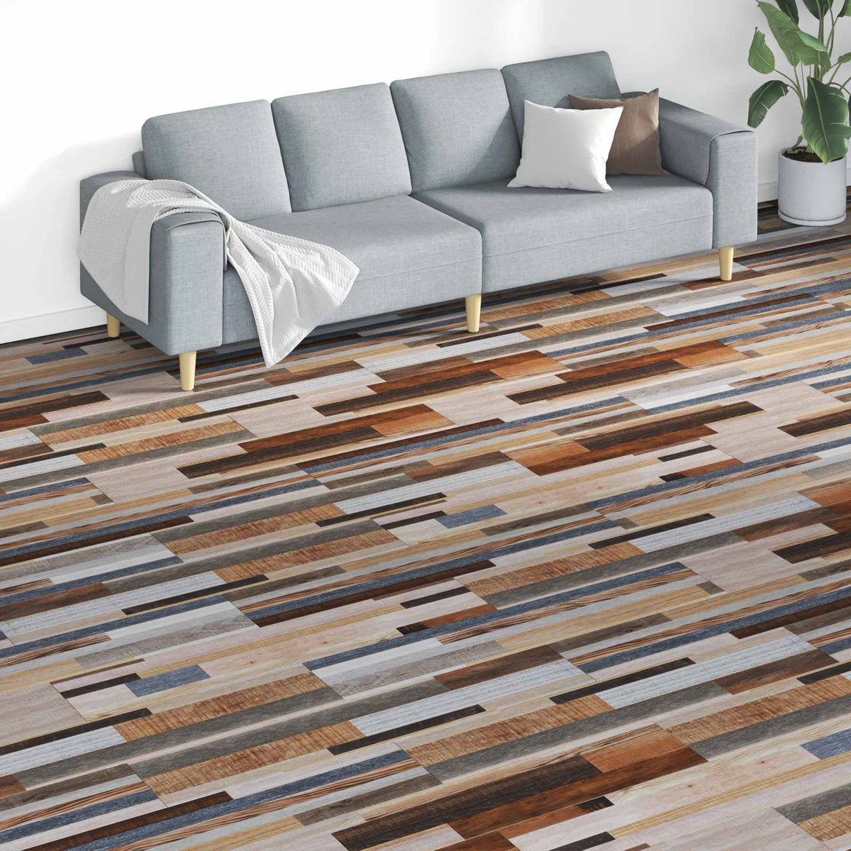 Selbstklebende PVC Bodenplanken Mehrfarbig 5,26 m²
