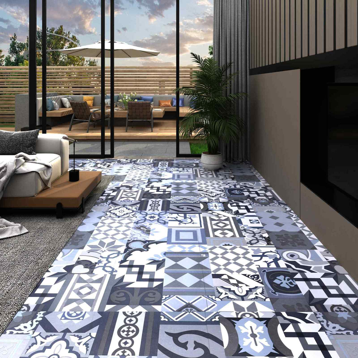 Selbstklebende PVC Bodenplanken, Buntes Muster, 5.11 m²