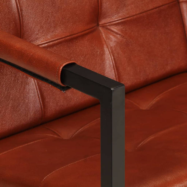 vidaXL 2-Seater Sofa Brown Real Goat Leather