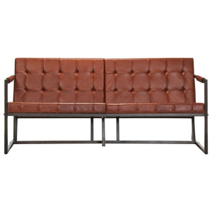 vidaXL 3-Seater Sofa Brown Genuine Goat Leather
