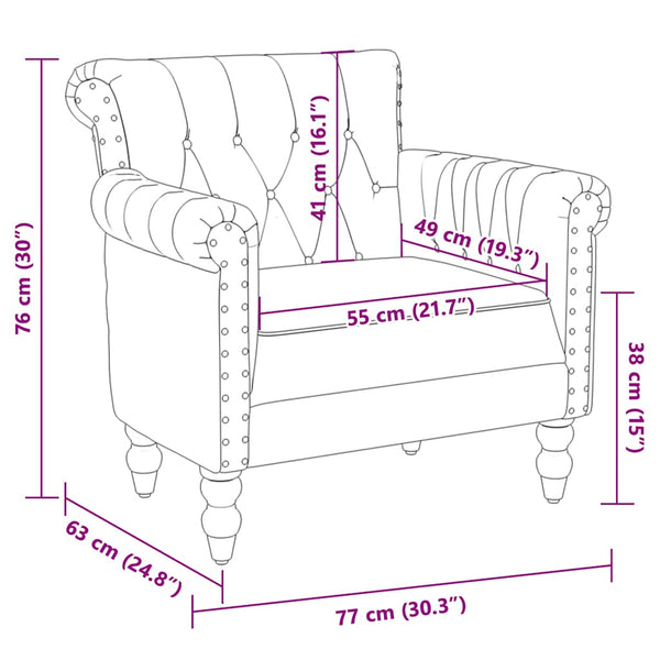 vidaXL Armchair Black Real Goat Leather
