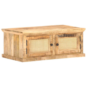 vidaXL Coffee Table 90x50x35 cm Solid Mango Wood and Natural Woven Cane