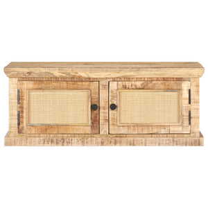 vidaXL Coffee Table 90x50x35 cm Solid Mango Wood and Natural Woven Cane