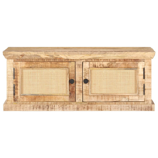 vidaXL Coffee Table 90x50x35 cm Solid Mango Wood and Natural Woven Cane