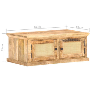 vidaXL Coffee Table 90x50x35 cm Solid Mango Wood and Natural Woven Cane