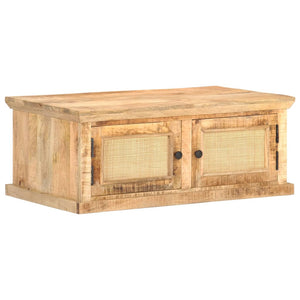 vidaXL Coffee Table 90x50x35 cm Solid Mango Wood and Natural Woven Cane