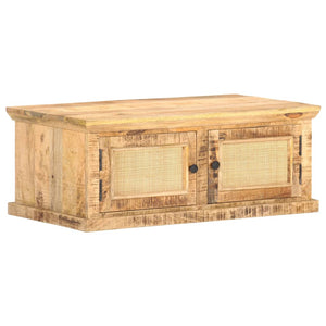 vidaXL Coffee Table 90x50x35 cm Solid Mango Wood and Natural Woven Cane