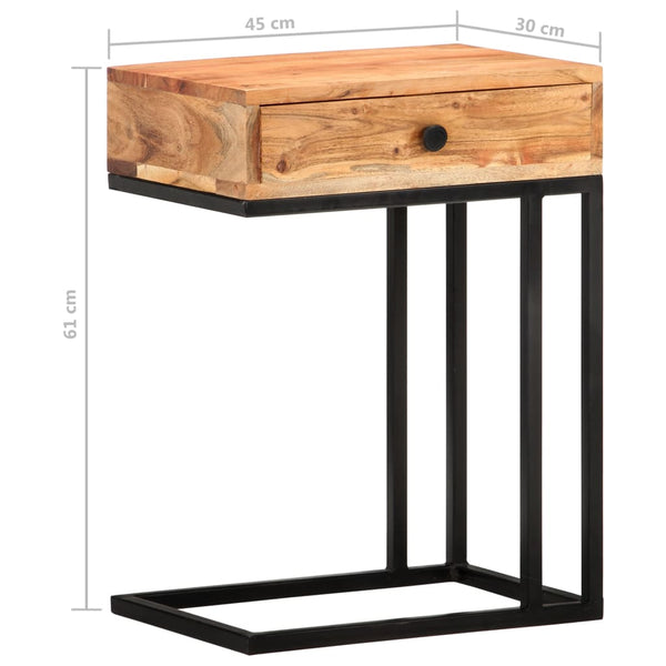 vidaXL U-Shaped Side Table 45x30x61 cm Solid Acacia Wood